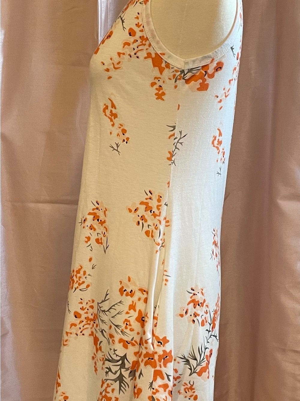 Amazon White Sleeveless Dress with Orange Floral Print - Picture 3 of 8